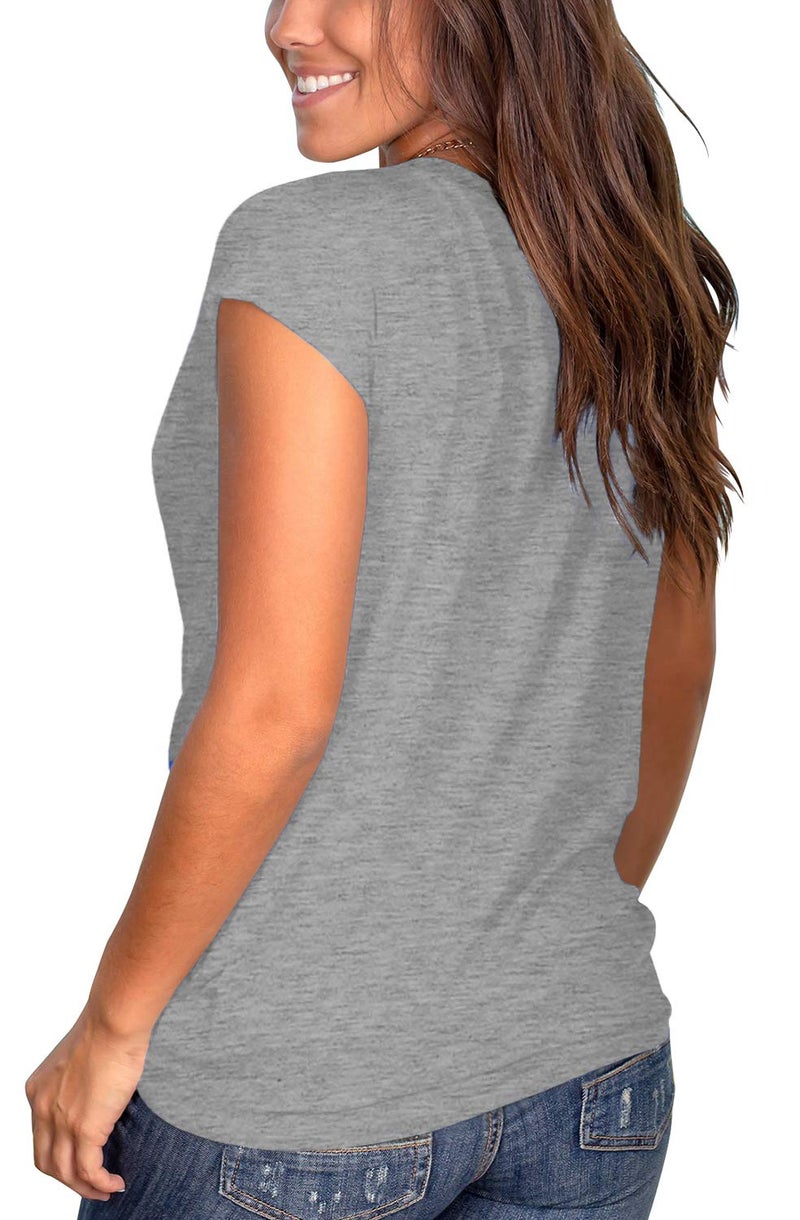 Jescakoo Short Sleeve Shirts for Women Crew Neck Casual Tops T-Shirts Loose Fitted Grey XL - Image 3